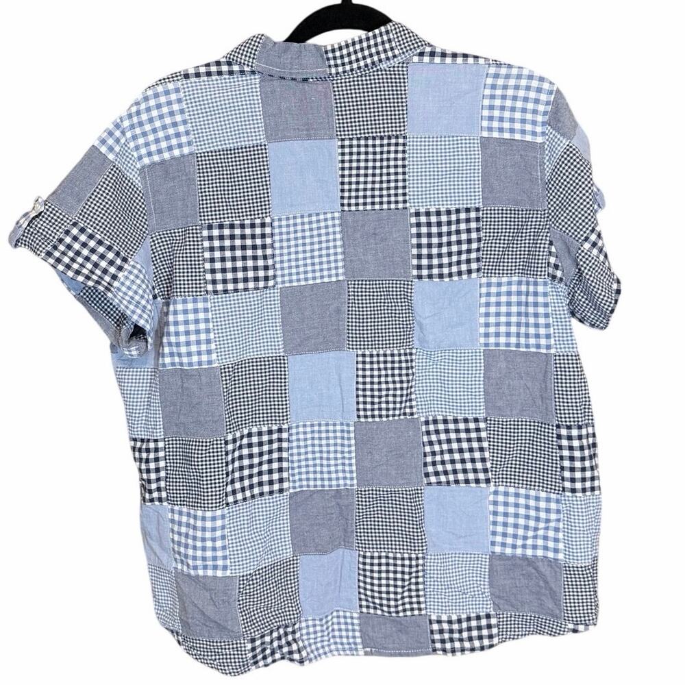 Sag Harbor Patchwork squares Gingham Button Front… - image 2